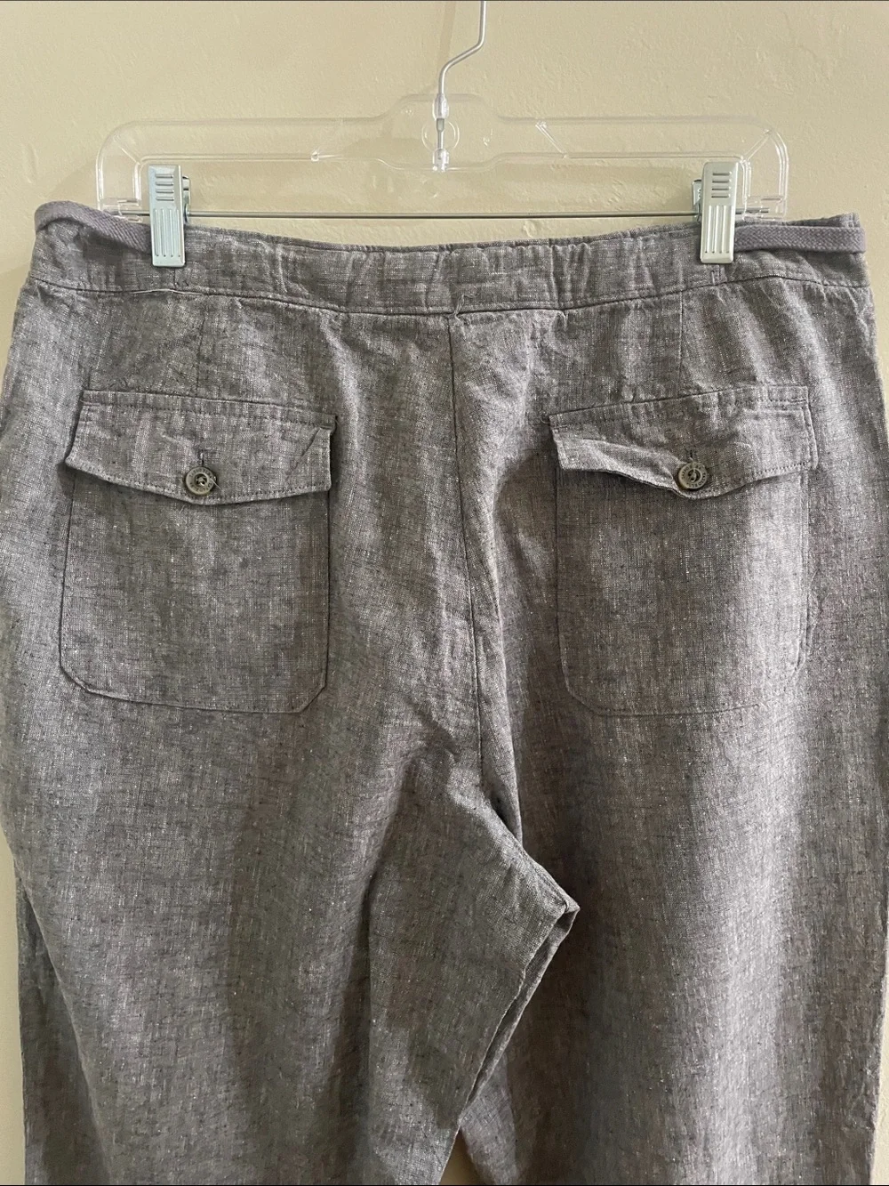 Tasso Elba Island Men's Relaxed  34/32 Linen-Blend Grey Drawstring Pants